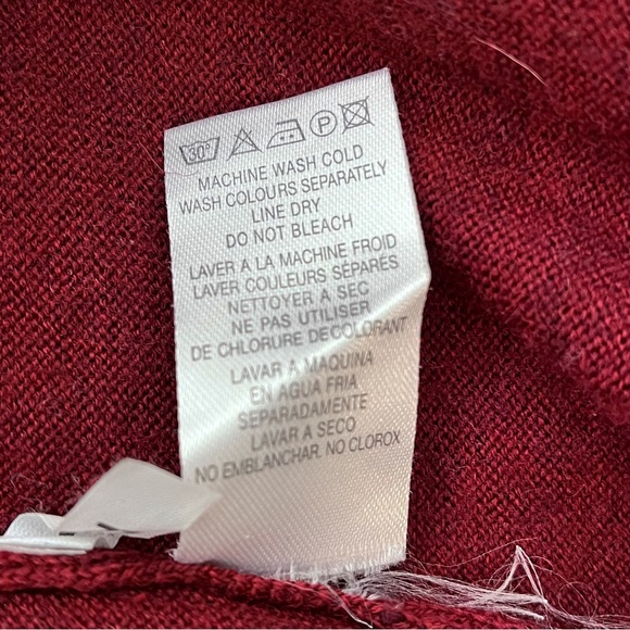 Fiii Burgundy Mock Neck Merino Wool Blend Pullover Sweater Size Medium - Picture 5 of 5